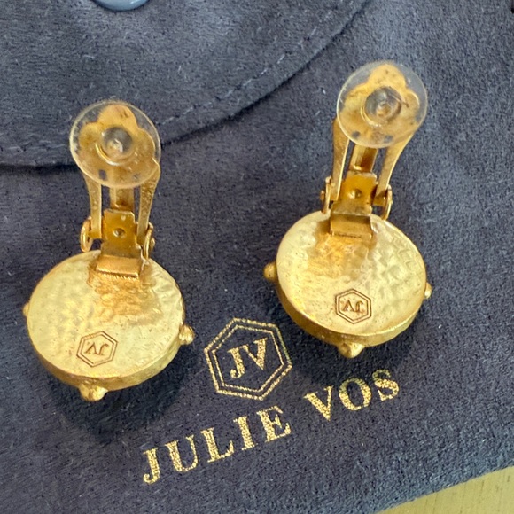 Julie Vos gold statement clip on earrings NWOT - Picture 3 of 4
